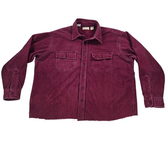 Vintage L.L.Bean Chamois Cloth Long Sleeve Button Up Maroon Shirt Size 2XL - Picture 1 of 7